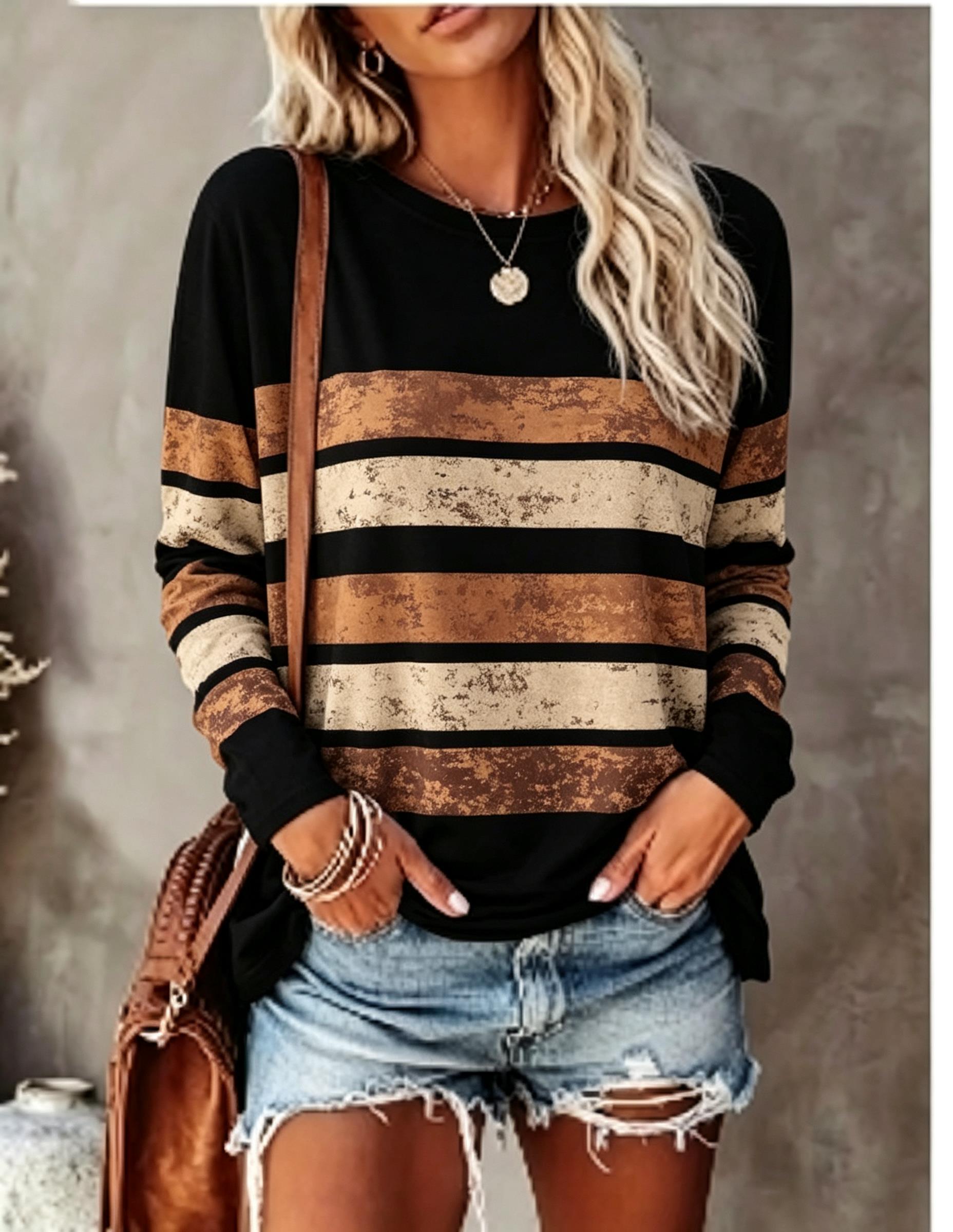 Embellish Knit - Camiseta de manga larga para mujer,